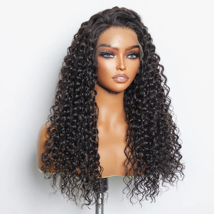 30inch 13x6 PartingMax Glueless Lace Wig 3D Cap Pre-bleached Water Wave Transparent Lace Front Wig 180% Density