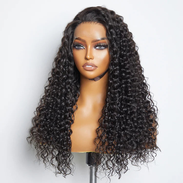 30inch 13x6 PartingMax Glueless Lace Wig 3D Cap Pre-bleached Water Wave Transparent Lace Front Wig 180% Density