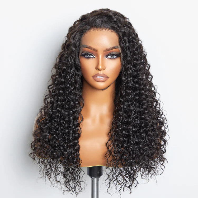 30inch 13x6 PartingMax Glueless Lace Wig 3D Cap Pre-bleached Water Wave Transparent Lace Front Wig 180% Density