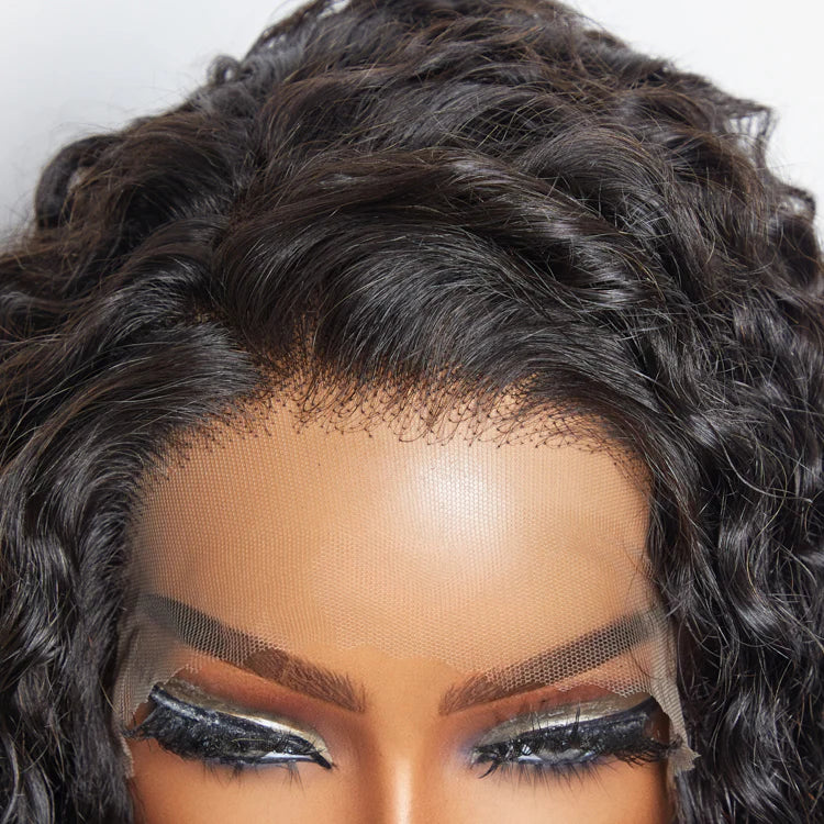 30inch 13x6 PartingMax Glueless Lace Wig 3D Cap Pre-bleached Water Wave Transparent Lace Front Wig 180% Density