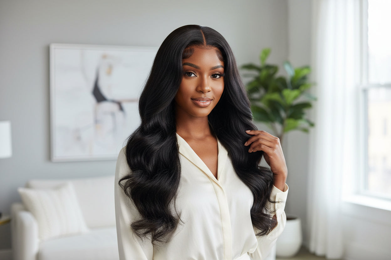 5"x5" Body Wave Wear & Go Glueless #1B Lace Closure Wig-100% Human Hair