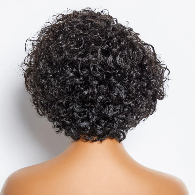8 inch Short Curly Pixie Cut 13"x4" Frontal Lace Wig Pre-Bleached Knots Brazilian Human Virgin Hair 150% Density