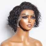 Load image into Gallery viewer, 8 inch Short Curly Pixie Cut 13&quot;x4&quot; Frontal Lace Wig Pre-Bleached Knots Brazilian Human Virgin Hair 150% Density
