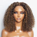 Load image into Gallery viewer, 14 inch 5&quot;x5&quot; Closure Lace Wig Kinky Curly Brazilian Human Virgin Hair 150% Density
