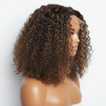 Load image into Gallery viewer, 14 inch 5"x5" Closure Lace Wig Kinky Curly Brazilian Human Virgin Hair 150% Density
