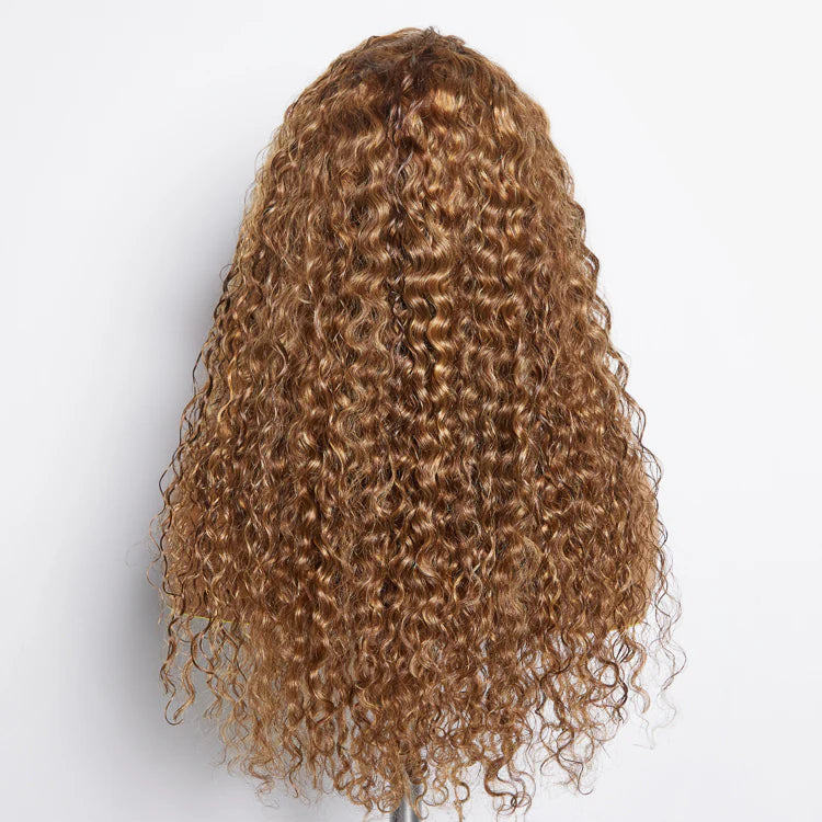 Pre-Plucked 13x4" Lace Front Water Wavy Highlight Wig Free Part 150% Density-100% Human Hair