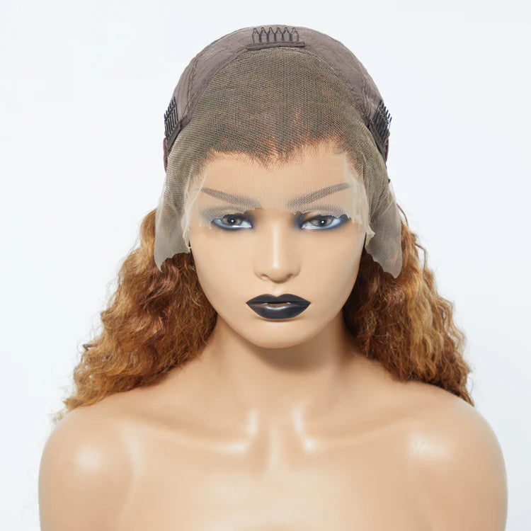 Pre-Plucked 13x4" Lace Front Water Wavy Highlight Wig Free Part 180% Density-100% Human Hair