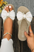Bow Espadrille Flip Flop Sandals | Woven Jute Platform Thong Slides