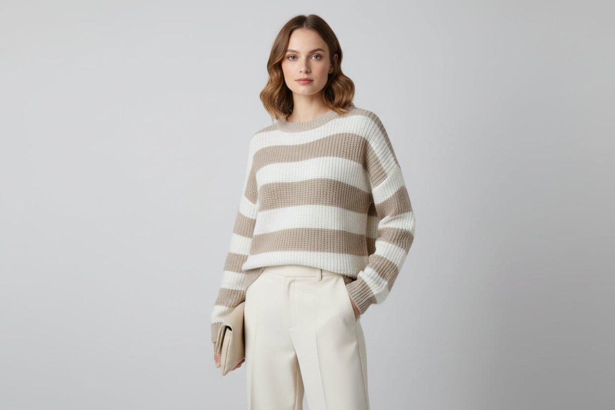 Striped Knit Pullover Sweater - The PM Edit