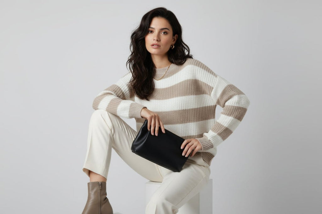 Striped Knit Pullover Sweater - The PM Edit