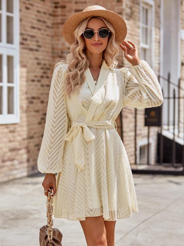 Long Sleeve Wrap Front Dress - The PM Edit