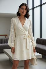 Load image into Gallery viewer, Long Sleeve Wrap Front Dress
