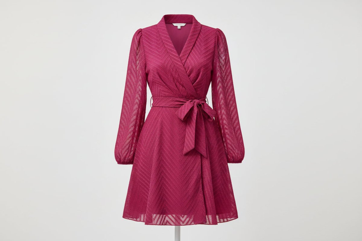 Long Sleeve Wrap Front Dress - The PM Edit