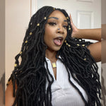 Load image into Gallery viewer, 30 Inches 4x4 Boho Goddess Faux Locs Lace Closure Wigs 200% Density-100% Handmade

