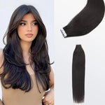 Load image into Gallery viewer, Premium Quality Straight Tape In Remy Hair Extensions #1B Natural Black
