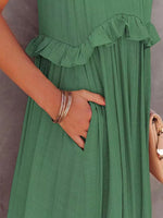 Load image into Gallery viewer, Ruffled Sleeveless Tiered Maxi Dress with Pockets – Effortless &amp; Chic
