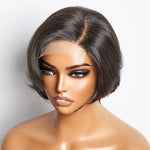 Load image into Gallery viewer, 8 Inches 4&quot;x4&quot; Natural Black Straight Bob Side Part Lace Closure Wig-100% Human Hair
