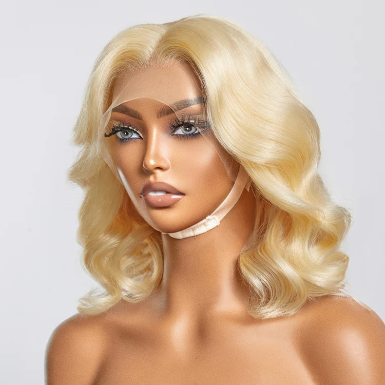 613 13x4 Pre-Plucked Lace Front Body Wave Bob Wig 150% Density