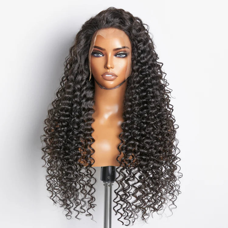 28″–34″ Deep‑Wave Glueless Lace Front Wig – 200% Density, 13×4 Full Frontal