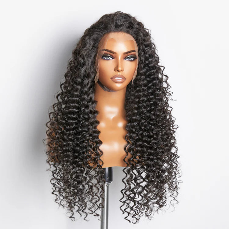 28″–34″ Deep‑Wave Glueless Lace Front Wig – 200% Density, 13×4 Full Frontal