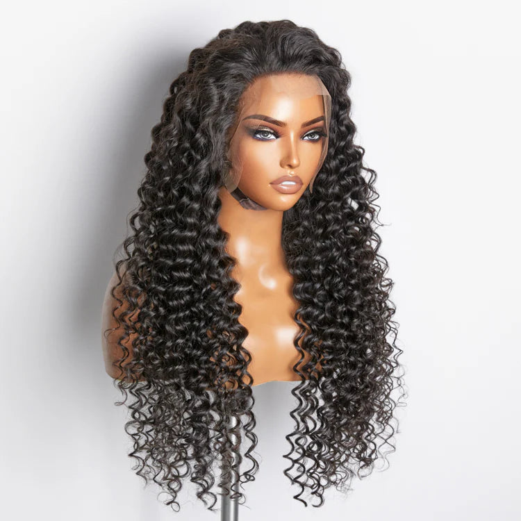 28″–34″ Deep‑Wave Glueless Lace Front Wig – 200% Density, 13×4 Full Frontal