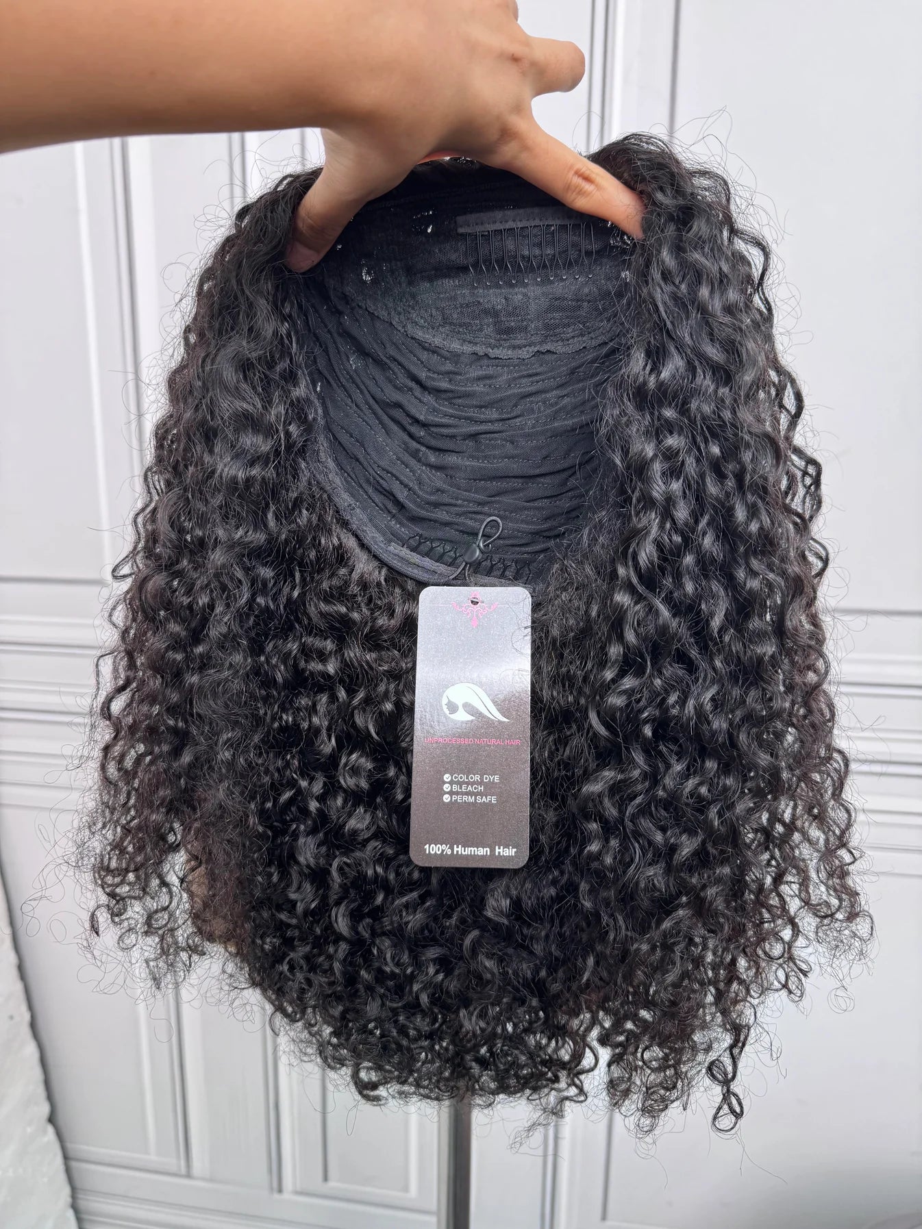 #1B Natural Black Messy Curly Half Wig 180% Density