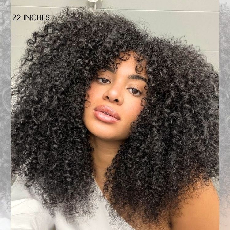 16inch-22inch #1B Natural Black Messy Curly Half Wig 180% Density