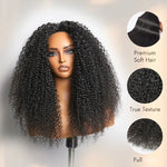 Load image into Gallery viewer, 16inch-22inch #1B Natural Black Messy Curly Half Wig 180% Density
