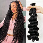 Load image into Gallery viewer, Loose Wave Bulk Hair For Braiding #1B Natural Black/Boho braids

