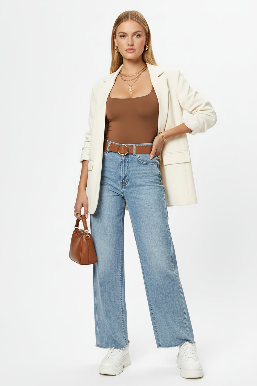 Square Neck Short Sleeve Bodysuit