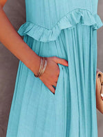 Load image into Gallery viewer, Ruffled Sleeveless Tiered Maxi Dress with Pockets – Effortless &amp; Chic
