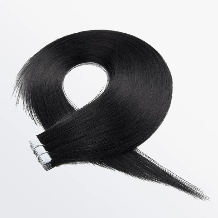 Premium Quality Straight Tape In Remy Hair Extensions #1 Jet Black