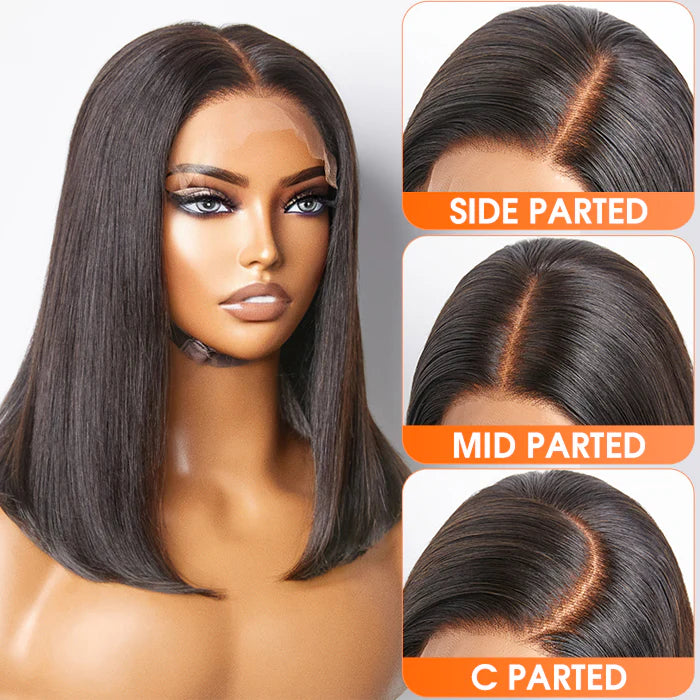 5x5 Glueless Lace Closure Bob Wig 180% Density Straight