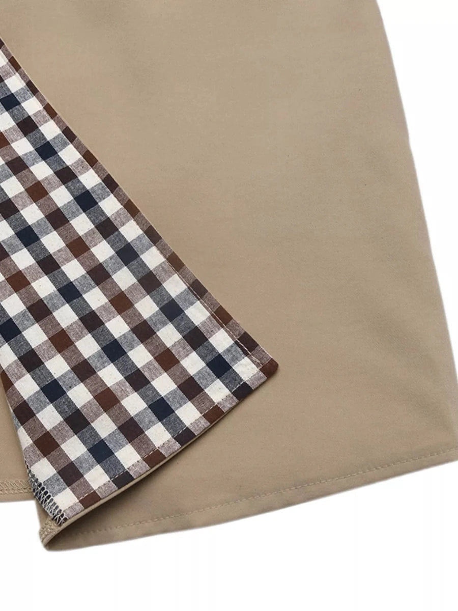 Checkered Lining Button Up Trench Coat - The PM Edit