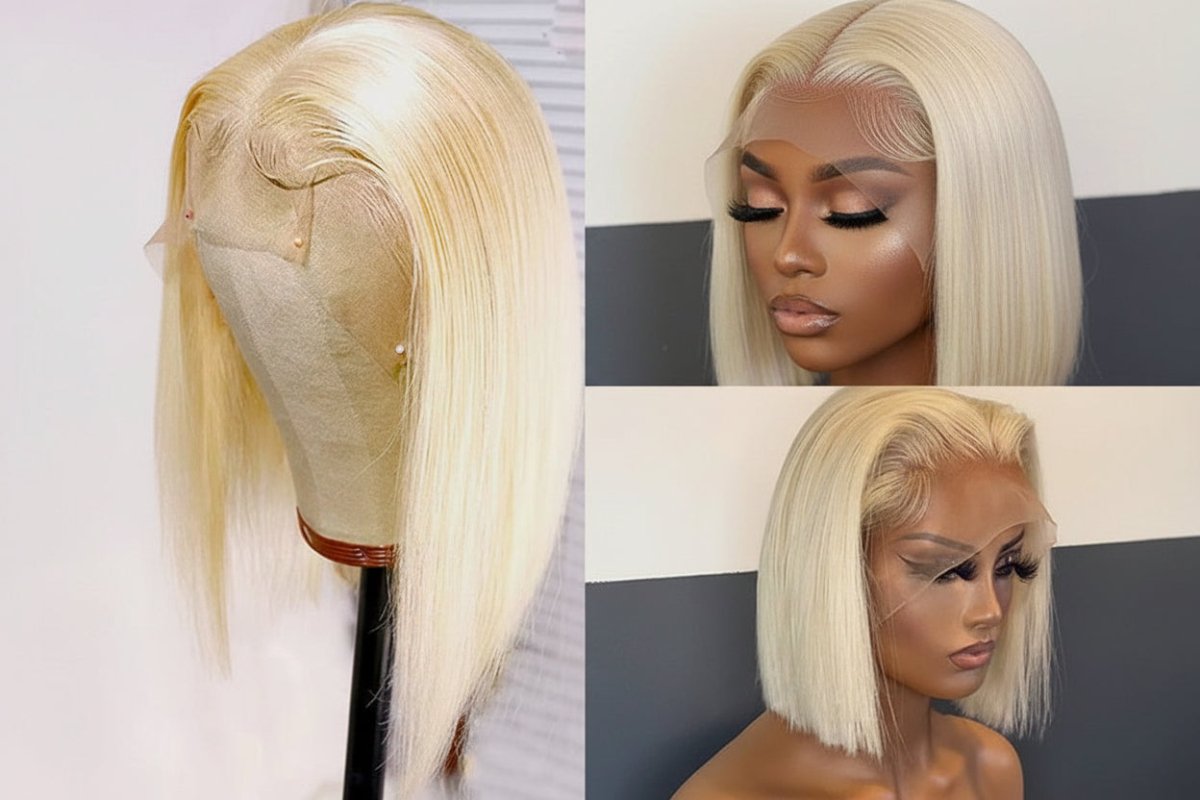 613 Blonde Short Bob Wig Straight | 13x4 Lace Front Bob Wig | 100% Human Hair - The PM Edit