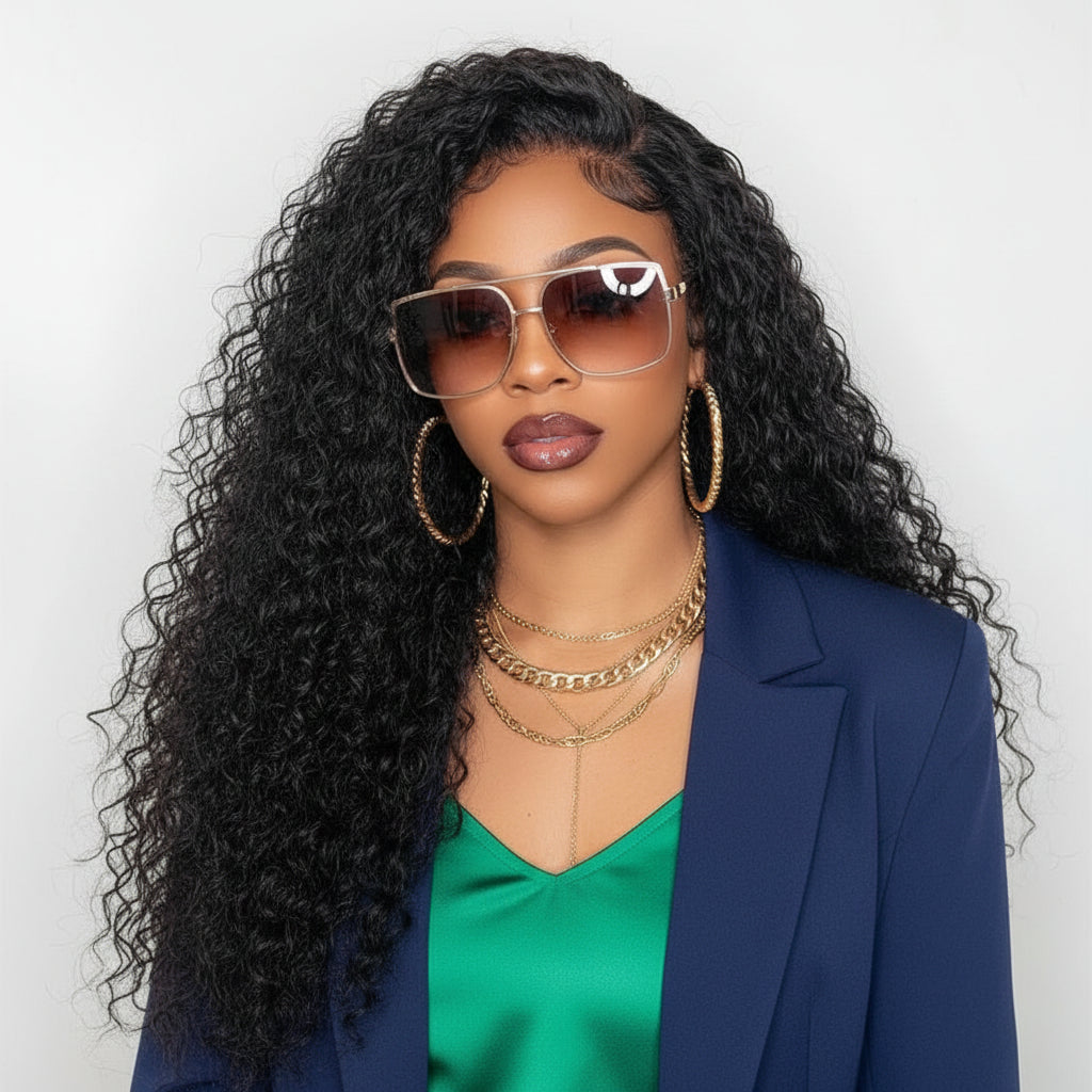 5x5 Glueless Lace Closure Wig 180% Density Deep Wave