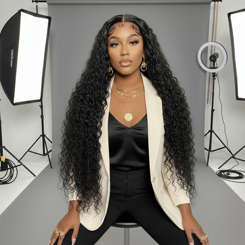 5x5 Glueless Lace Closure Wig 180% Density Deep Wave