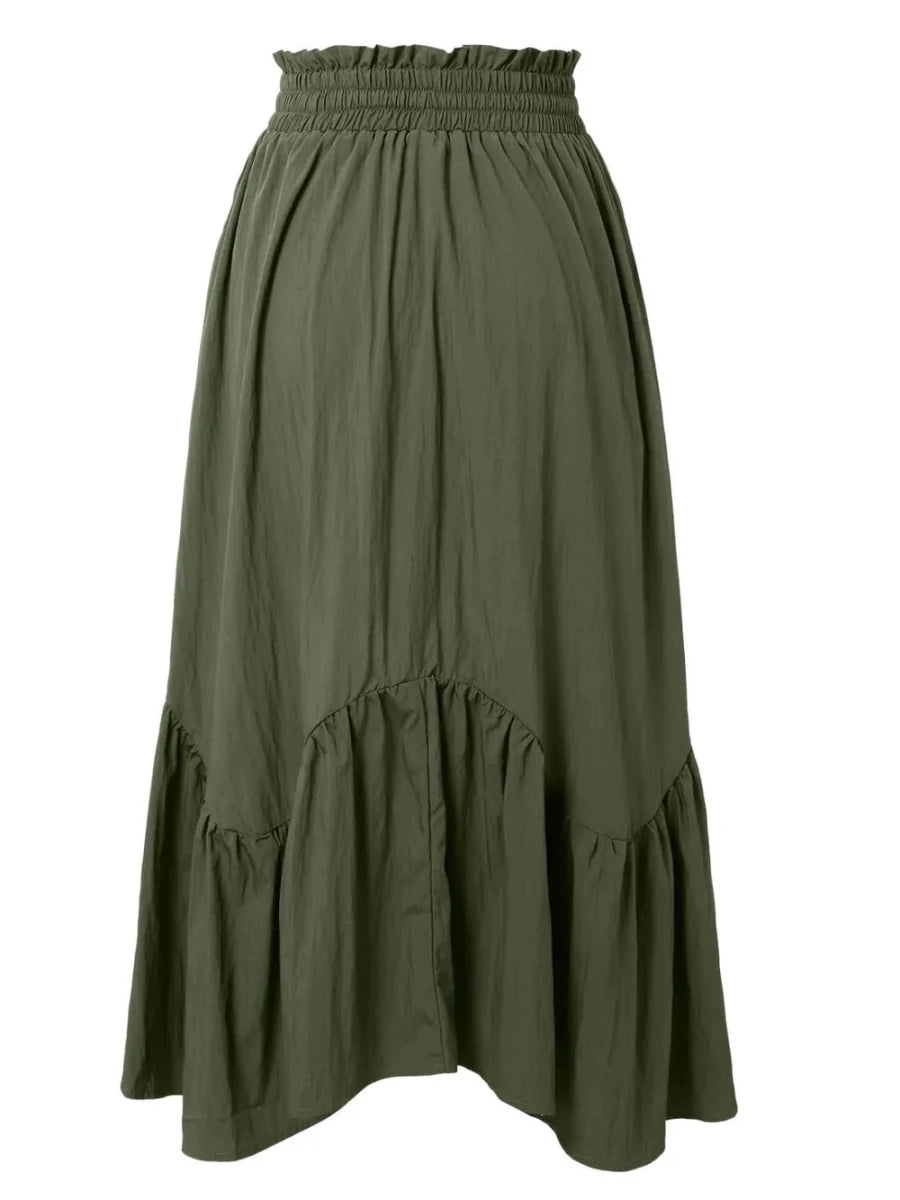 Smocked Waist Band Ruched Layered Skirt - The PM Edit