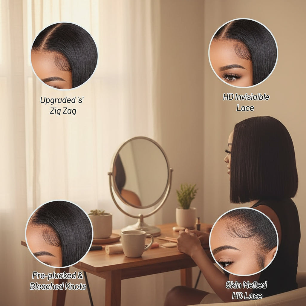 8 inch 5x5 HD lace front bob wig | 180% Density | 100% Human Hair