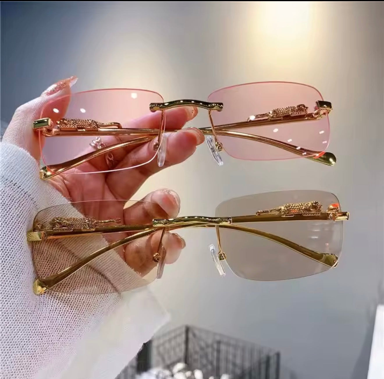 Rimless Square Sunglasses | Vintage Double Bridge