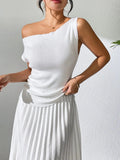 Single Shoulder Short Sleeve Knit Top - The PM Edit