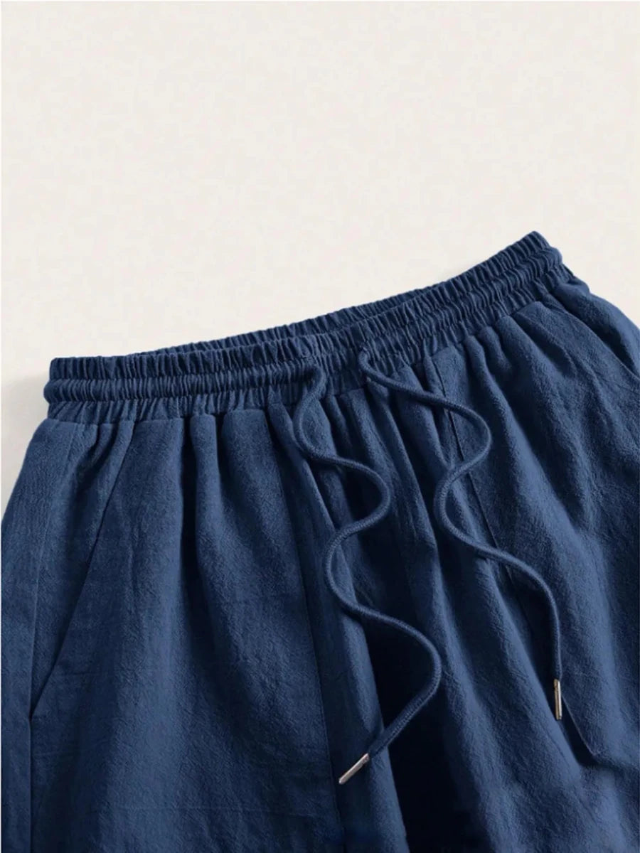 Drawstring Wide Leg Linen Pants - The PM Edit