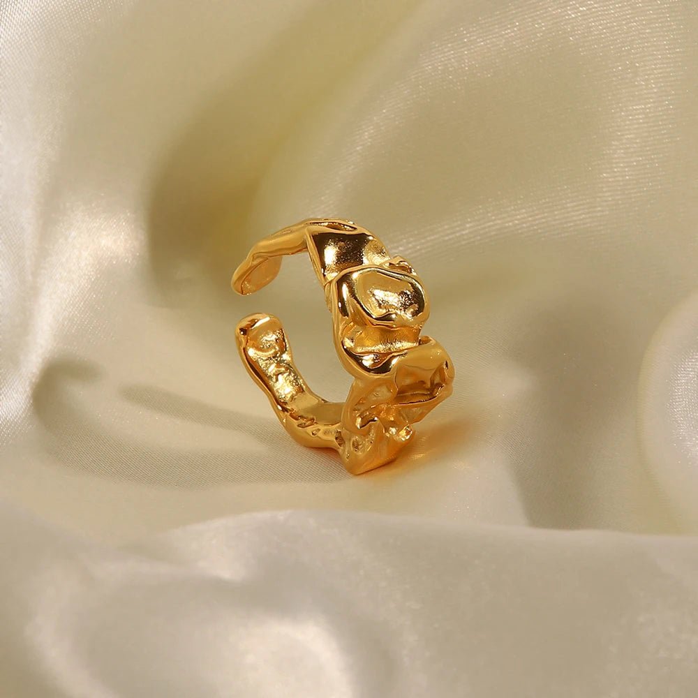 PVD 18K Gold Molten Texture Open Band Ring - The PM Edit