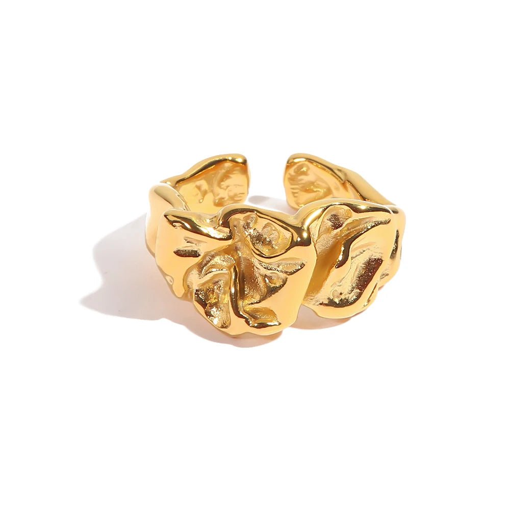 PVD 18K Gold Molten Texture Open Band Ring - The PM Edit