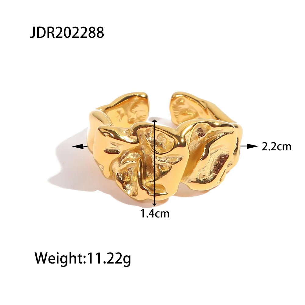 PVD 18K Gold Molten Texture Open Band Ring - The PM Edit