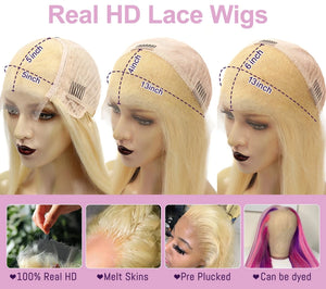 613 HD Lace Frontal Wig. Full Lace Front Straight Human Hair Wig. Pre Plucked. Natural Scalp.