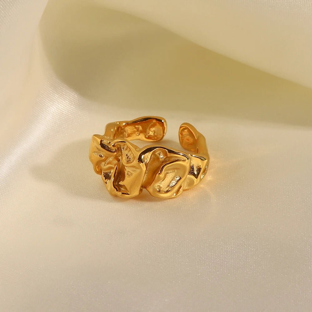 PVD 18K Gold Molten Texture Open Band Ring - The PM Edit