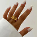 PVD 18K Gold Molten Texture Open Band Ring - The PM Edit