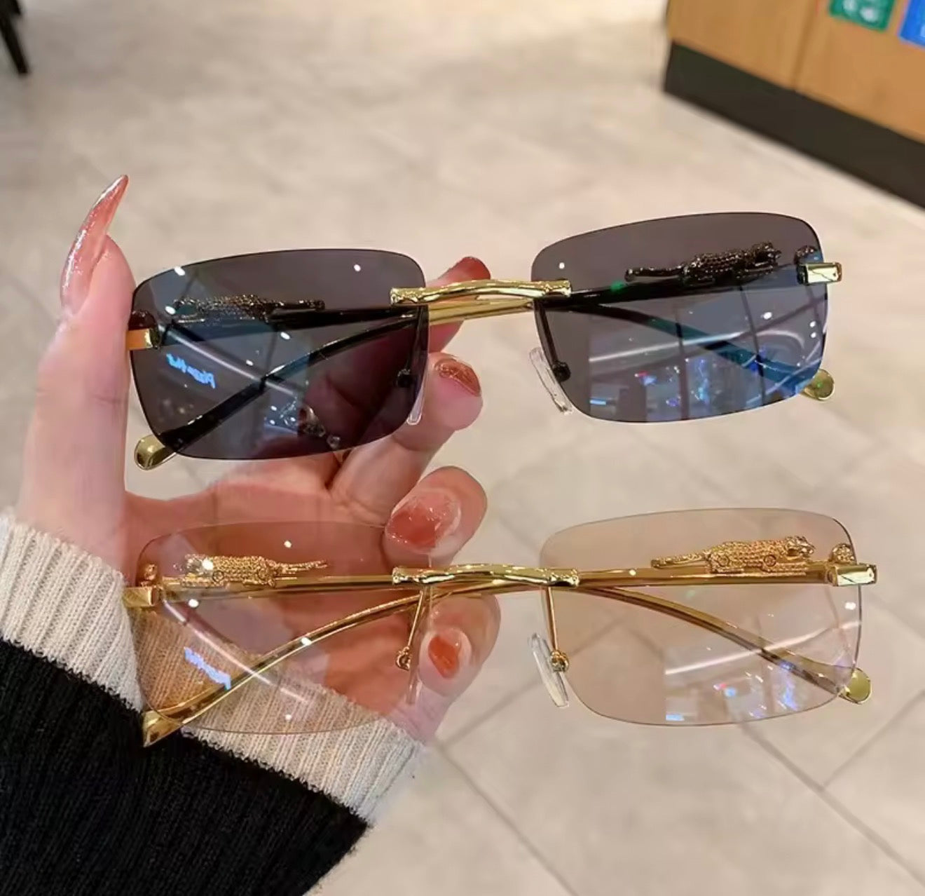 Rimless Square Sunglasses | Vintage Double Bridge