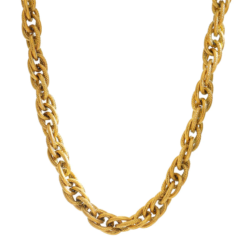 Twisted Rope Chain Necklace & Bracelet | 18K Gold Plated Stainless Steel | The PM Edit